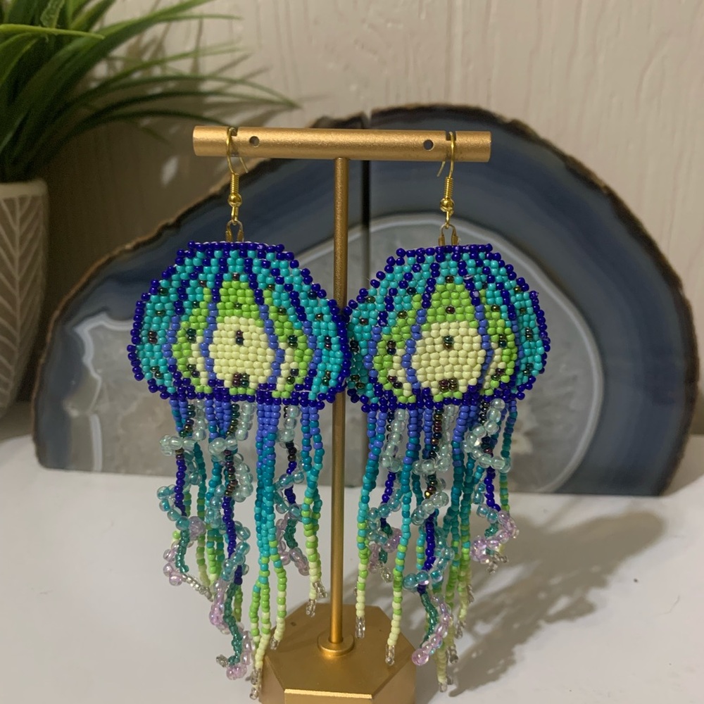 Handcrafted Beaded Jellyfish Earrings